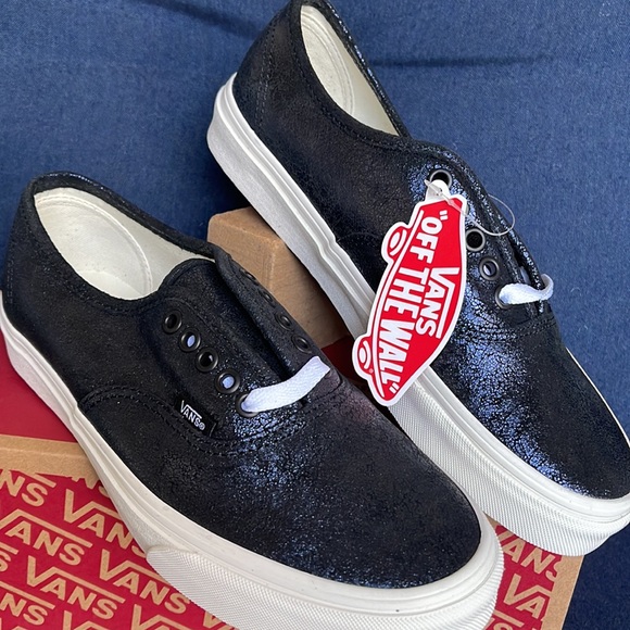 Vans Other - Vans Authentic Cracked Leather Black / Blue Men’s